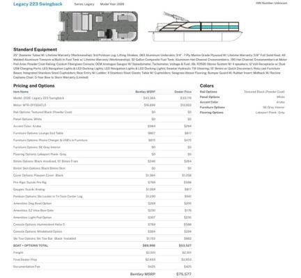 2026 Bentley 223 Legacy SwingBack