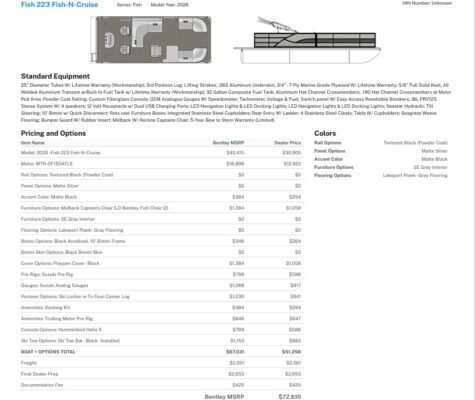 2026 Bentley 223 Fish N Cruise