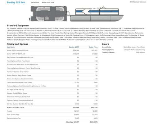 2026 Bentley 223 Bolt