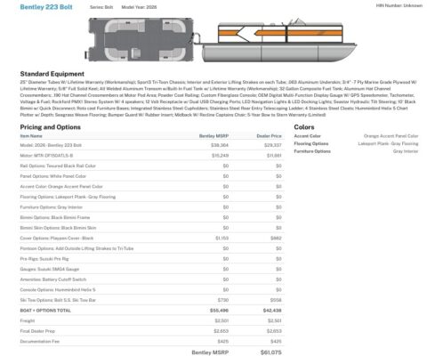 2026 Bentley 223 Bolt