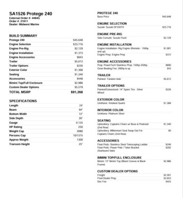 2026 SeaArk Protege 240