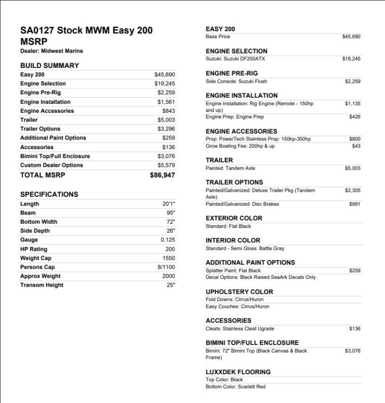 2027 SeaArk Easy 200