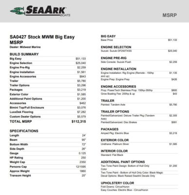 2027 SeaArk Big Easy