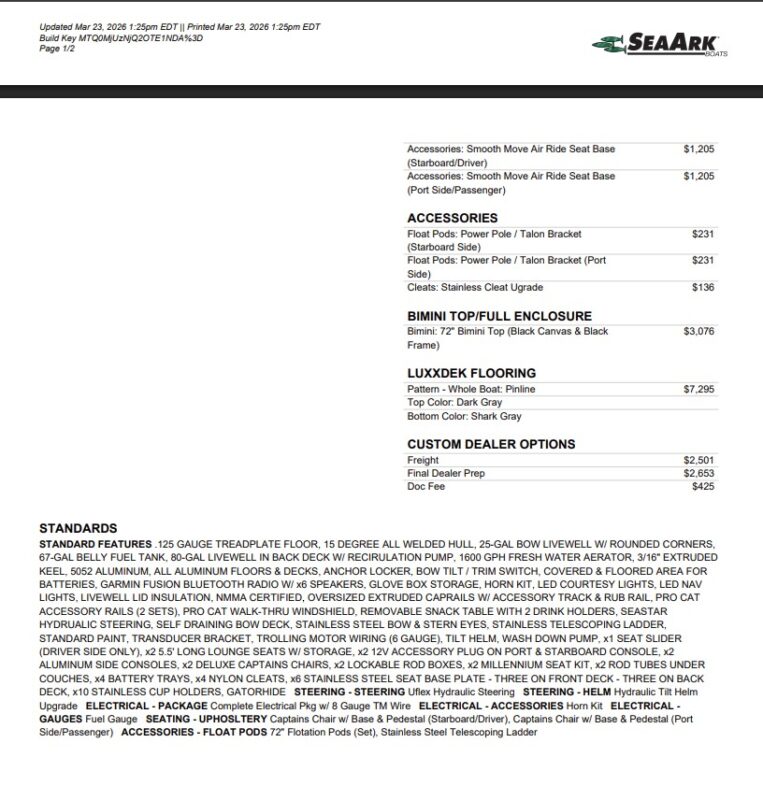 2027 SeaArk Easy Cat
