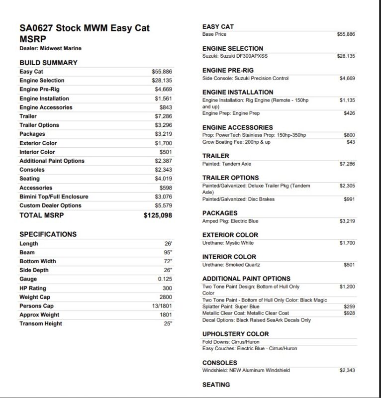 2027 SeaArk Easy Cat