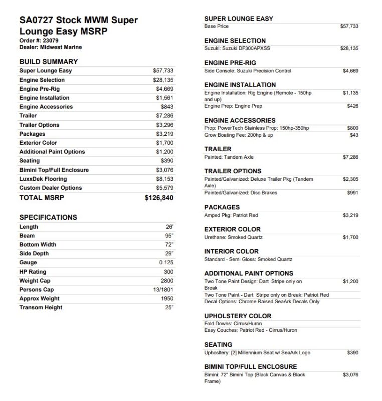 2027 SeaArk Super Lounge Easy