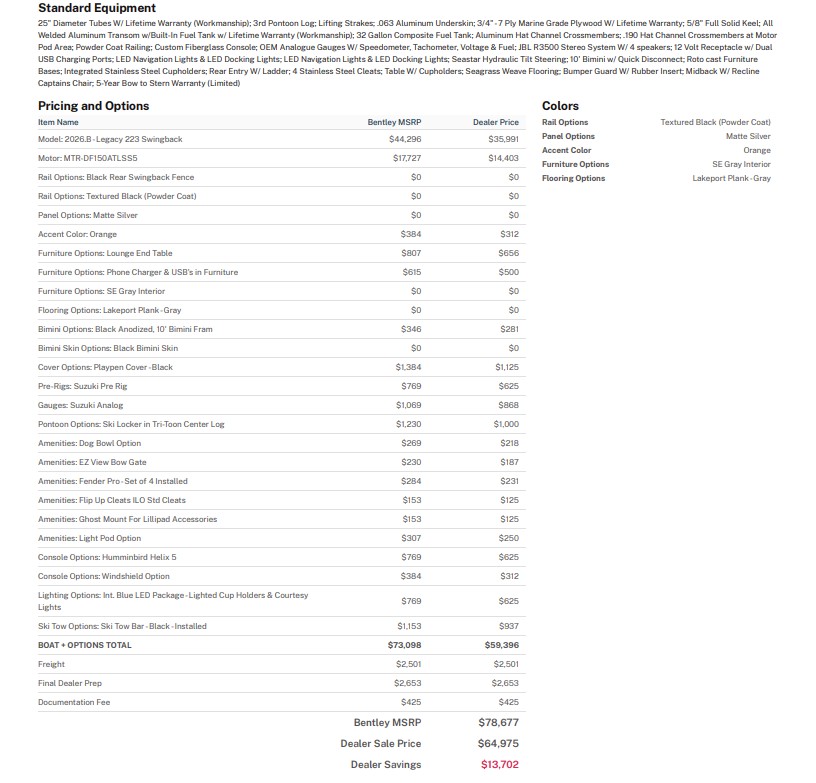2027 Bentley 223 Legacy Swingback