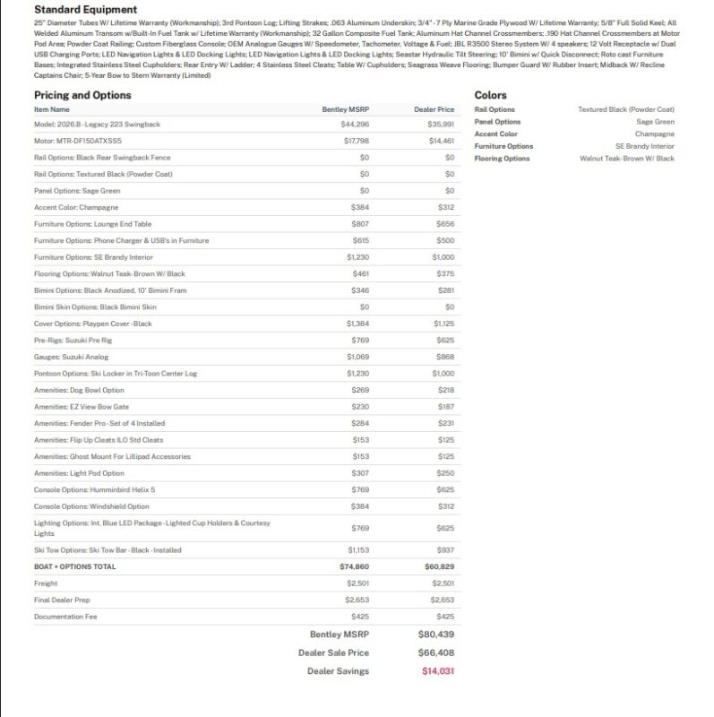 2026 Bentley 223 Legacy Swingback