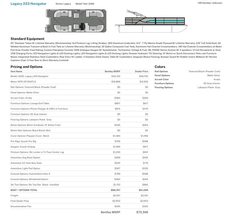 2026 Bentley 223 Legacy Navigator