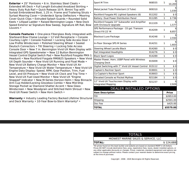2026 Bennington 22 MFB Sport