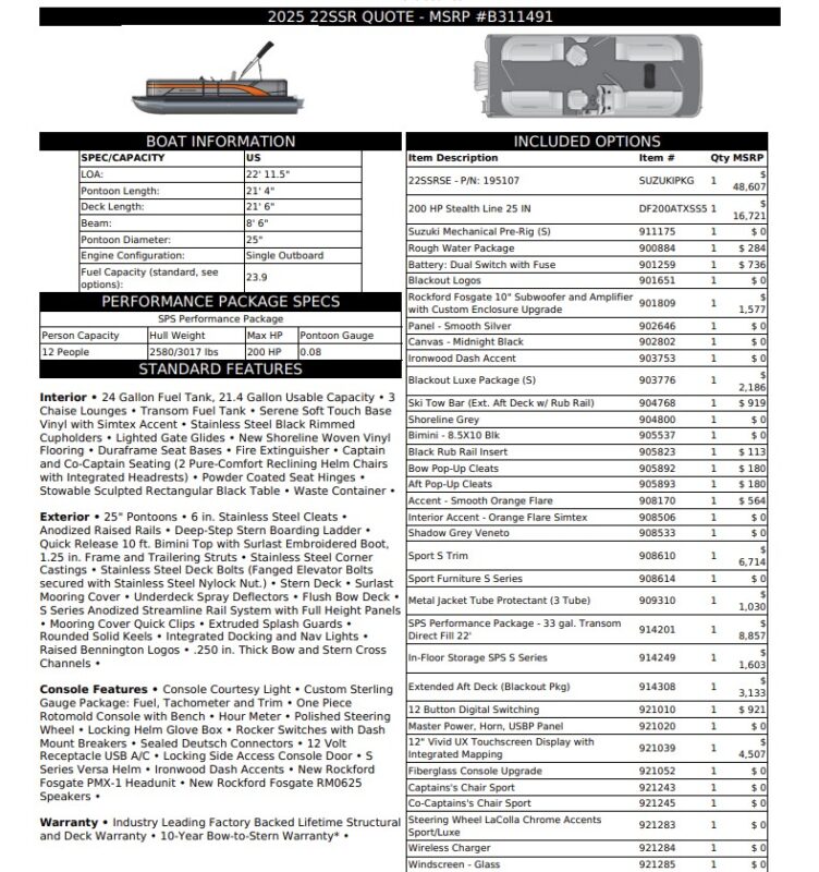 2026 Bennington 22 SSR Sport