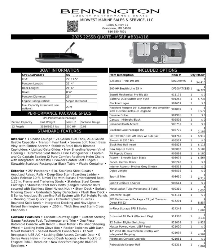 2026 Bennington 22 SSB Sport