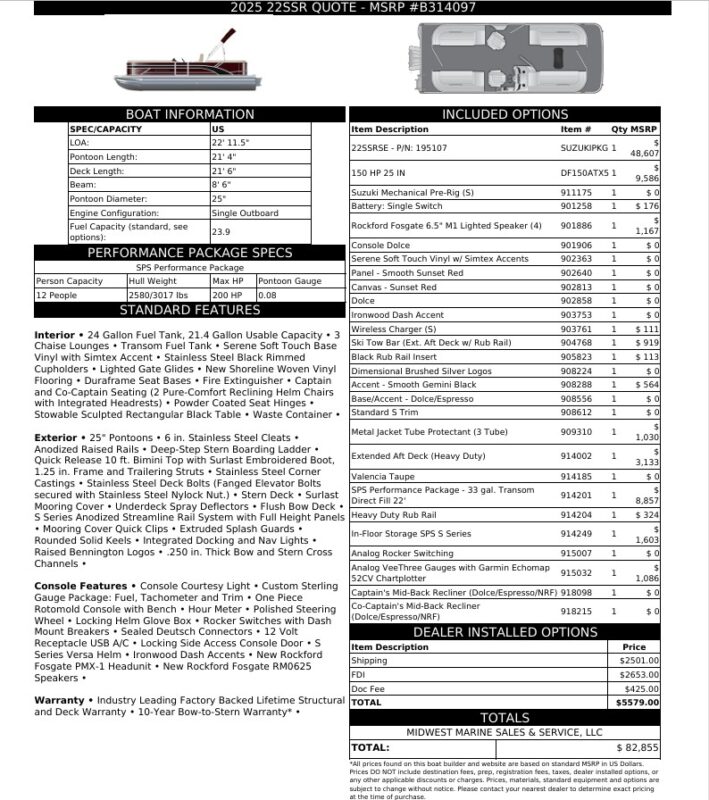 2026 Bennington 22 SSR Base