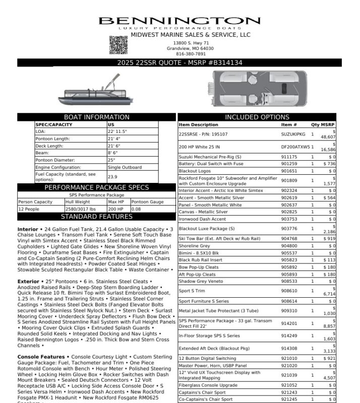 2026 Bennington 22 SSR Sport