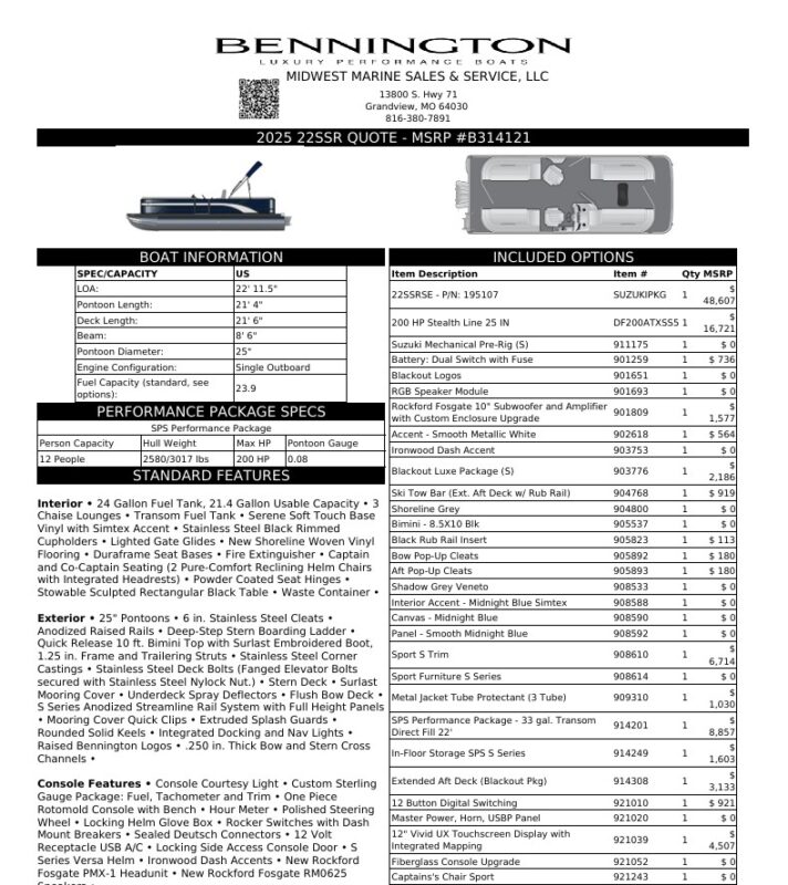 2026 Bennington 22 SSR Sport