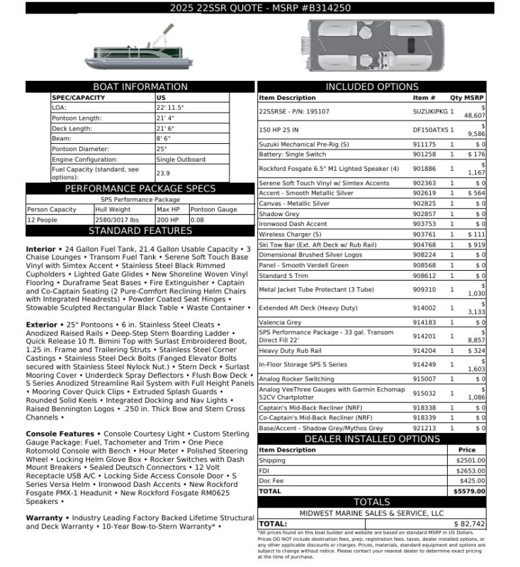 2026 Bennington 22 SSR Base