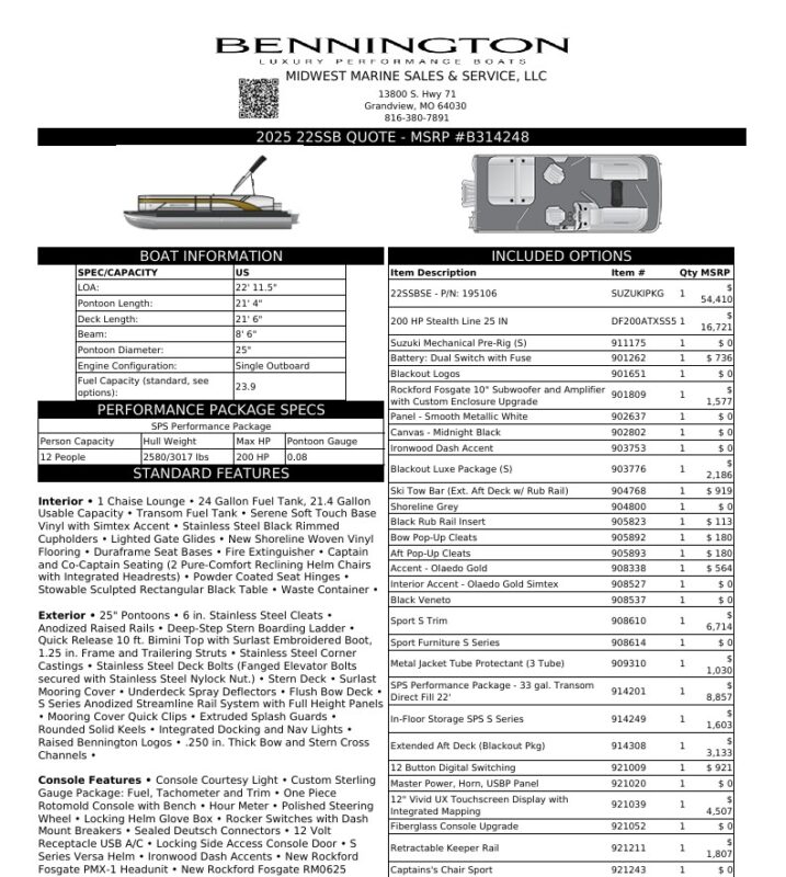 2026 Bennington 22 SSB Sport