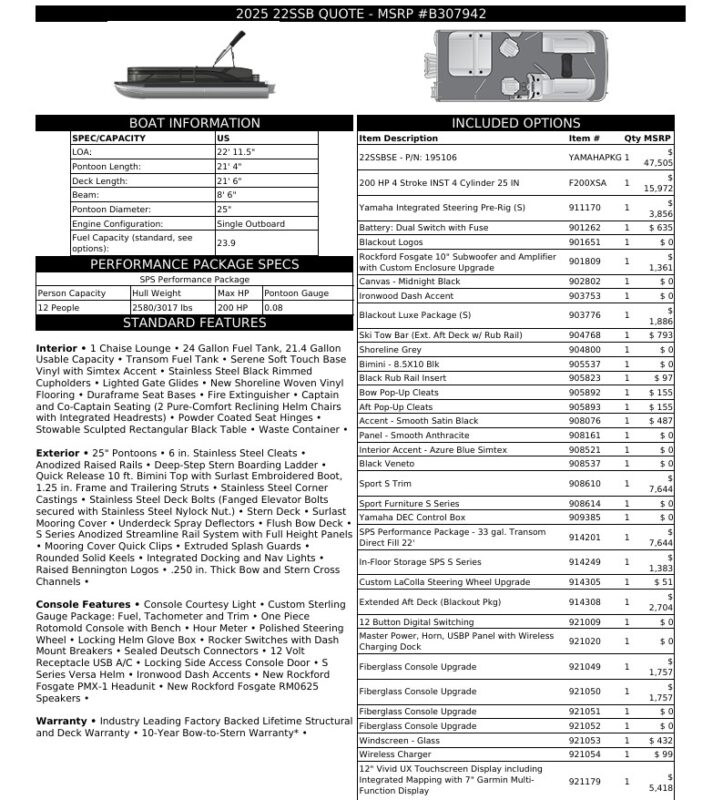 2026 Bennington 22 SSB Sport