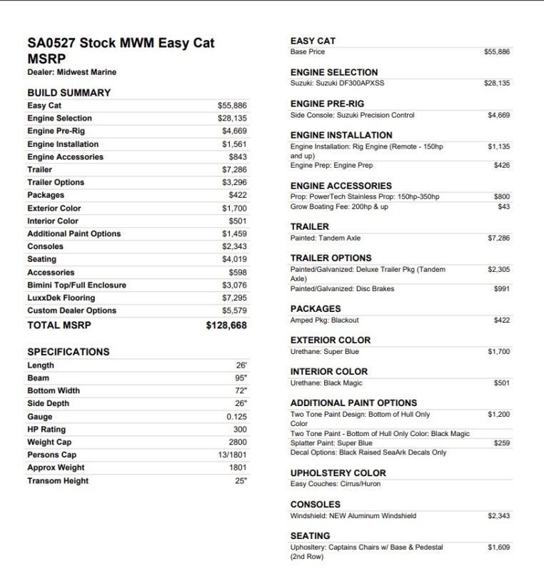 2027 SeaArk Easy Cat