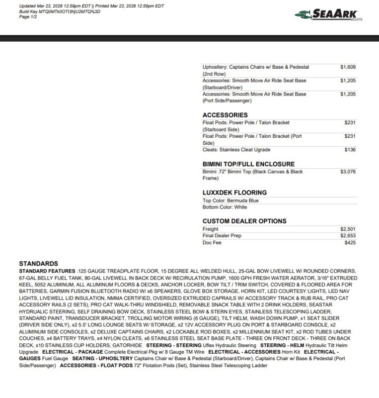 2027 SeaArk Easy Cat
