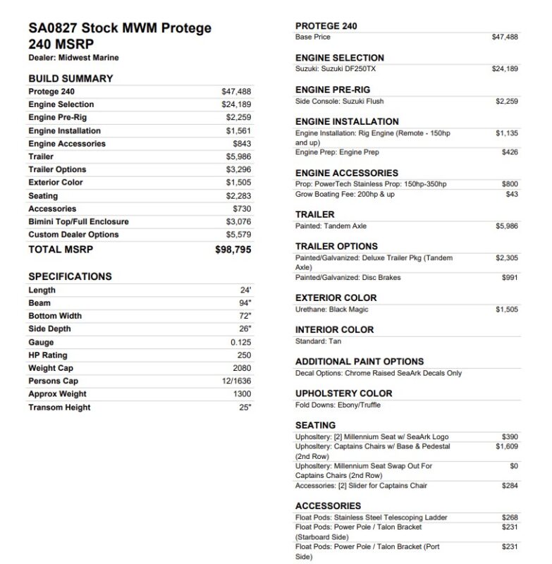 2027 SeaArk Protege 240