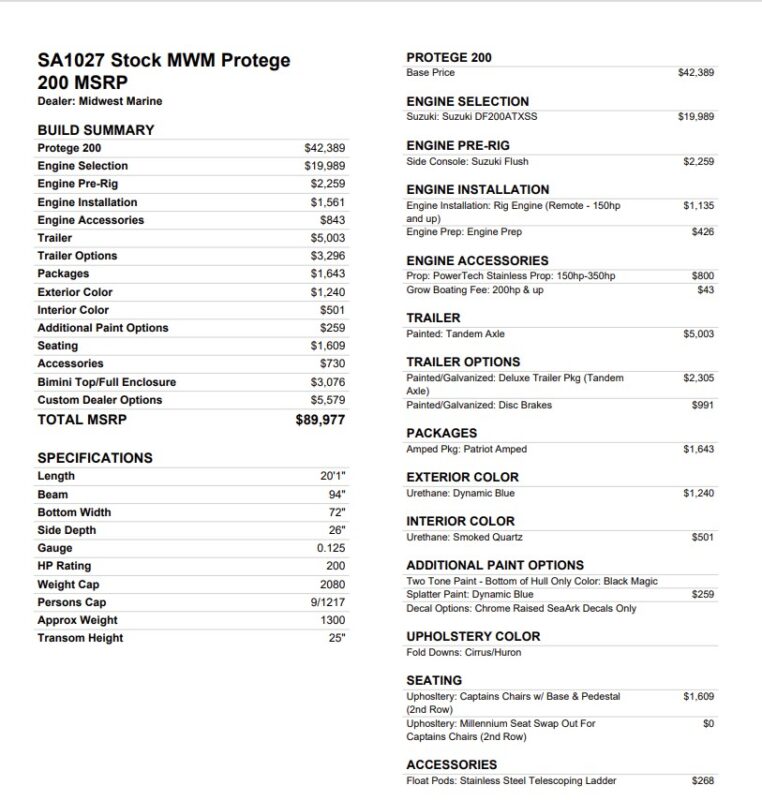 2027 SeaArk Protege 200