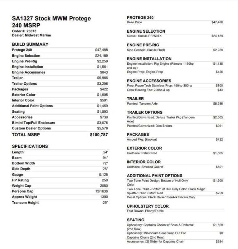 2027 SeaArk Protege 240