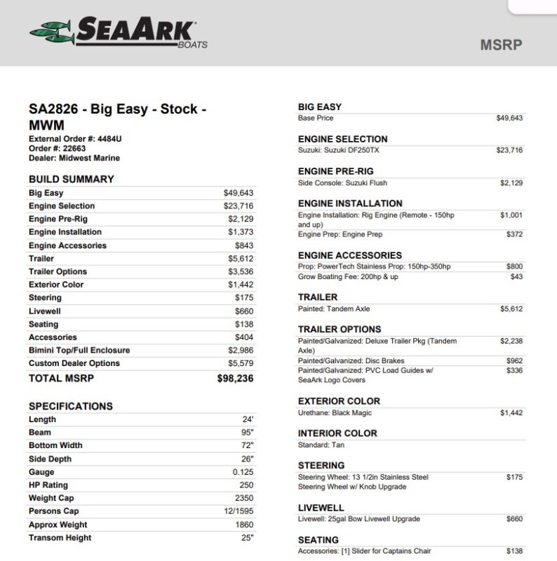 2026 SeaArk Big Easy