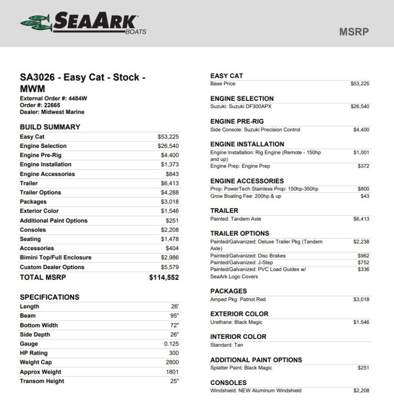 2026 SeaArk Easy Cat