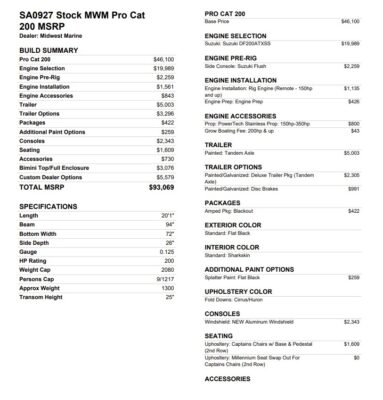 2027 SeaArk ProCat 200
